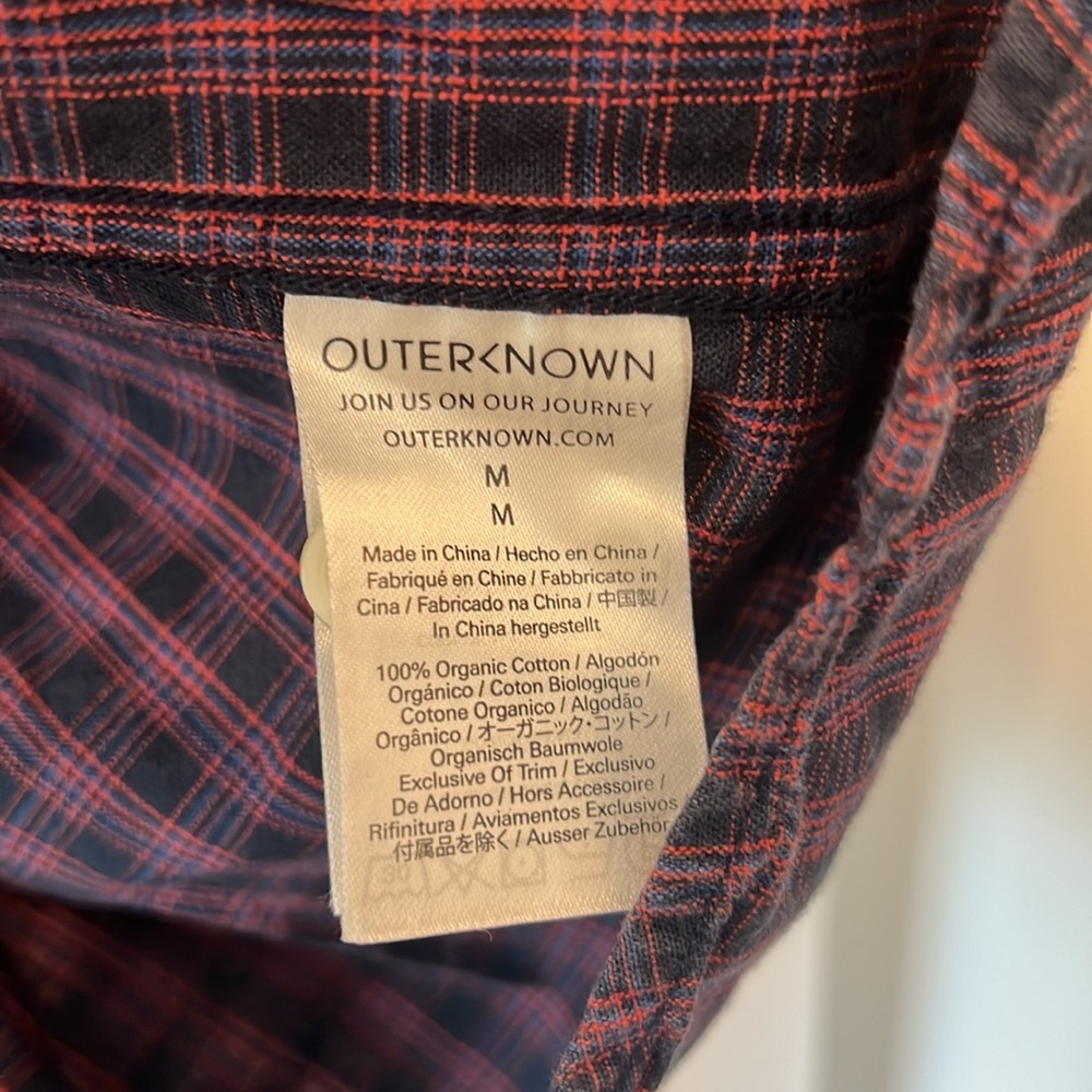 Outerknown Plaid Button Down Shirt Size Medium - image 3
